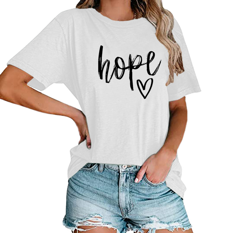 Title 3, Womens HOPE Love Print Loose T-shirt offers ef...