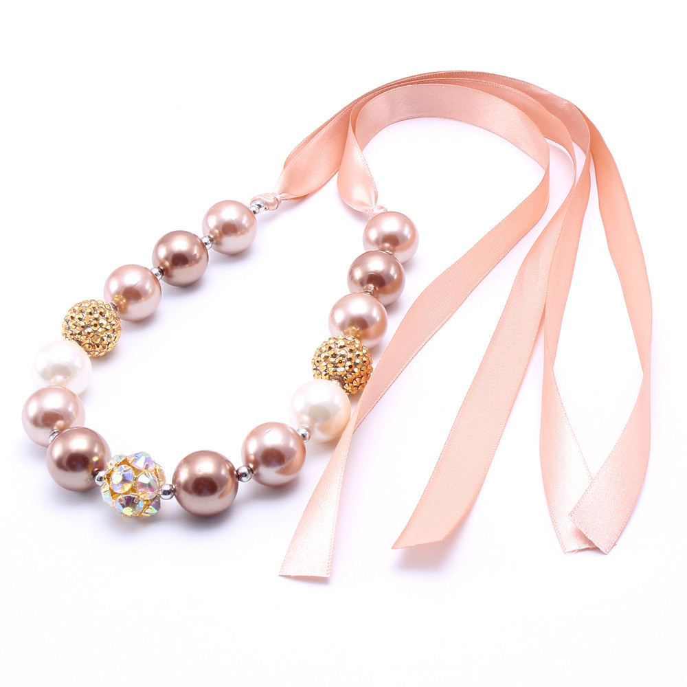 New Bandage Gold Diamond Ball Children's Necklace