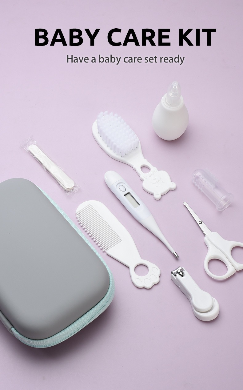 Baby Care Kit Baby Comb Nasal Aspirator Set Thermometer Care Package 8-piece Gift
