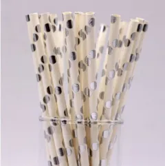 Paper Straws Colour Coated Hot Stamping Series Environmentally Friendly Biodegradable Disposable - Silver - View 1