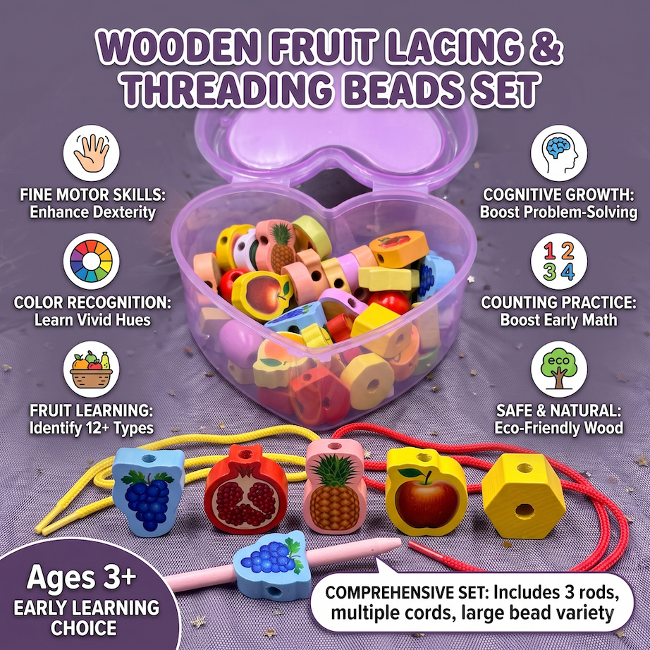 Wooden Fruit Lacing & Block Set