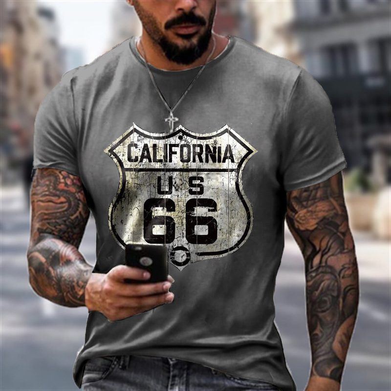 Title 5, T-shirt da uomo stampata Fashion No 66 Road