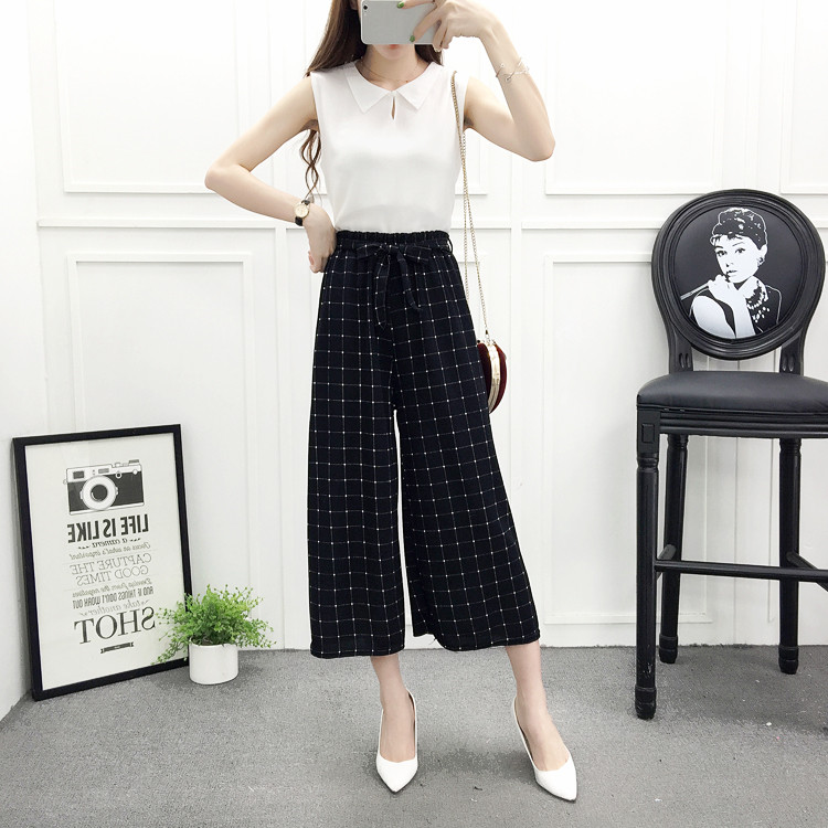 Casual Wide-leg Pants Black And White Striped Pants