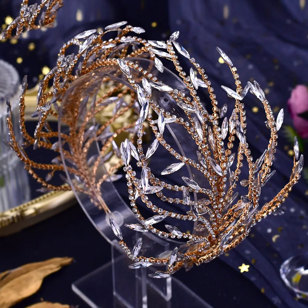 Creative Design Rhinestone Bridal Headband - Gold