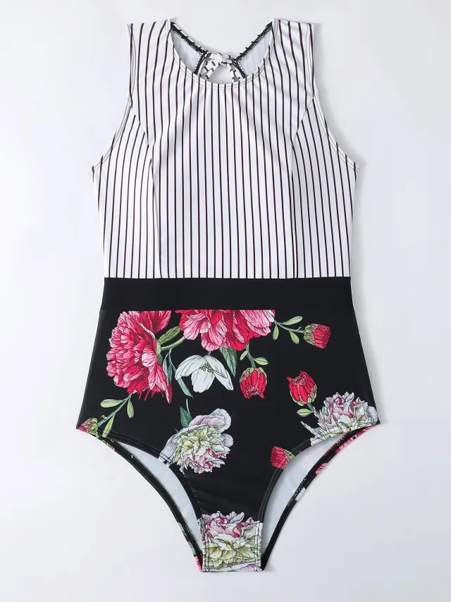 Printed Sexy One piece Bikini Strap Ladies Swimsuit Red - Shop at LoveMi