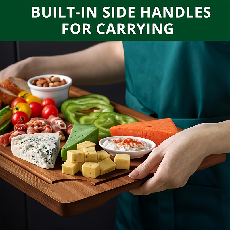 Solid wood chopping board set on a kitchen worktop