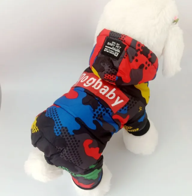 Pet Puppy Winter Thickened Four Legged Cotton Padded Clothes Red - Shop at LoveMi