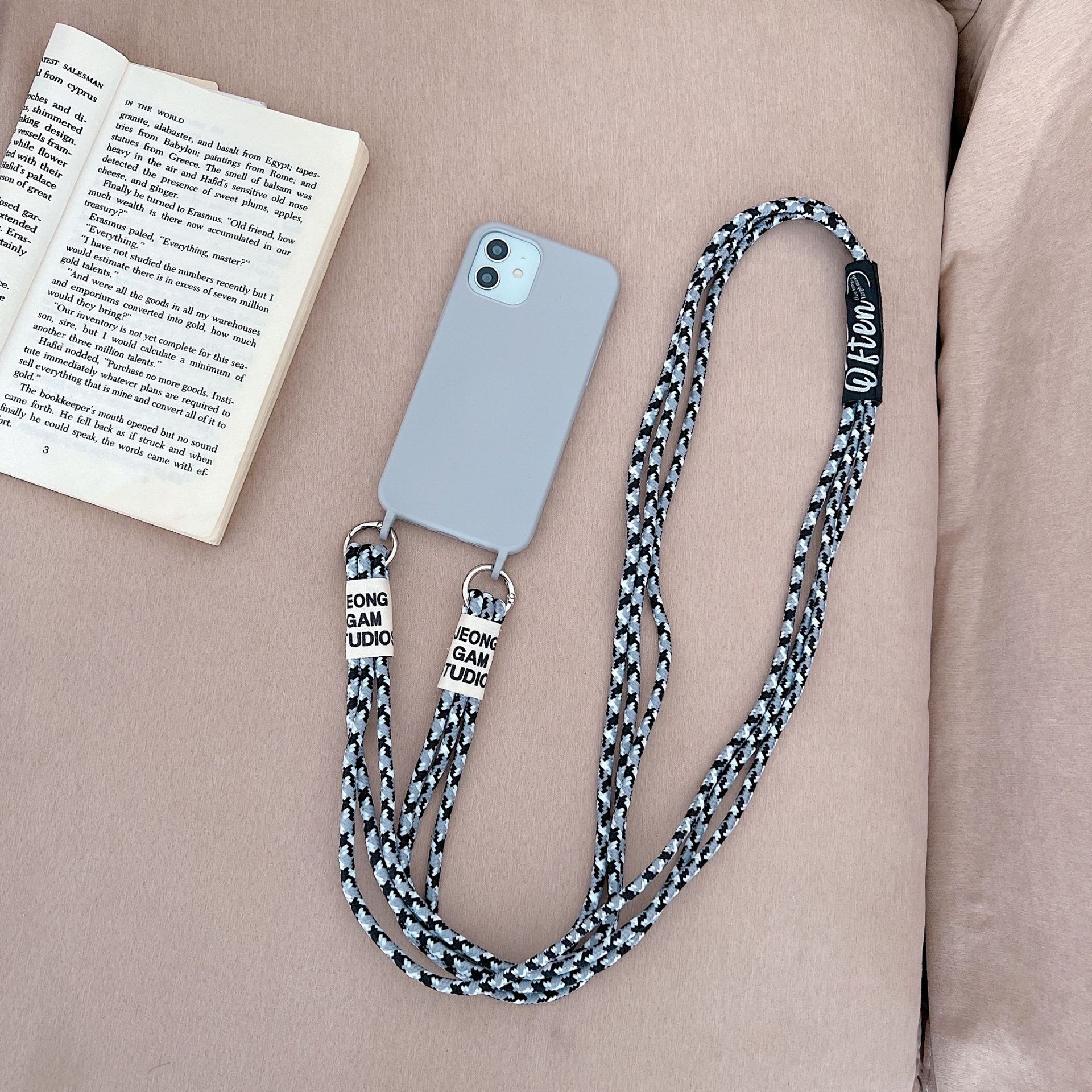 Grey twill lanyard