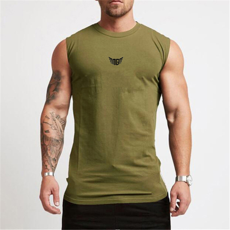 Brown White  MEN'S FITNESS VEST T-SHIRT