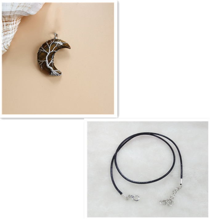 Луна, натуральный камень, аметист, Древо жизни, ожерелье, дерево удачи ручной работы