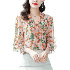 Fragmented Chiffon Shirt With Stylish And Stylish V-neck Straps - Decor-4Xl - View 1