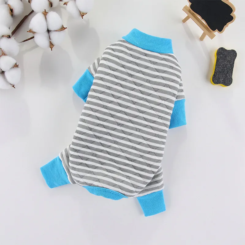 Winter Pet Dog Striped Four-legged Coat - Grey