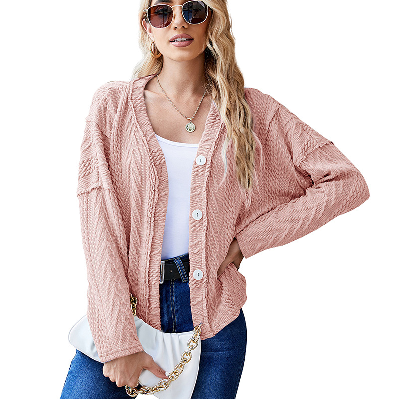 Title 6, Ladies Sweet Jacquard Fabric V Neck Long Sleeve...