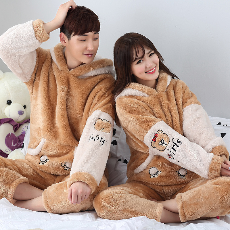 Title 4, Two Pajamas Female Couple Coral Fleece Plus Vel...