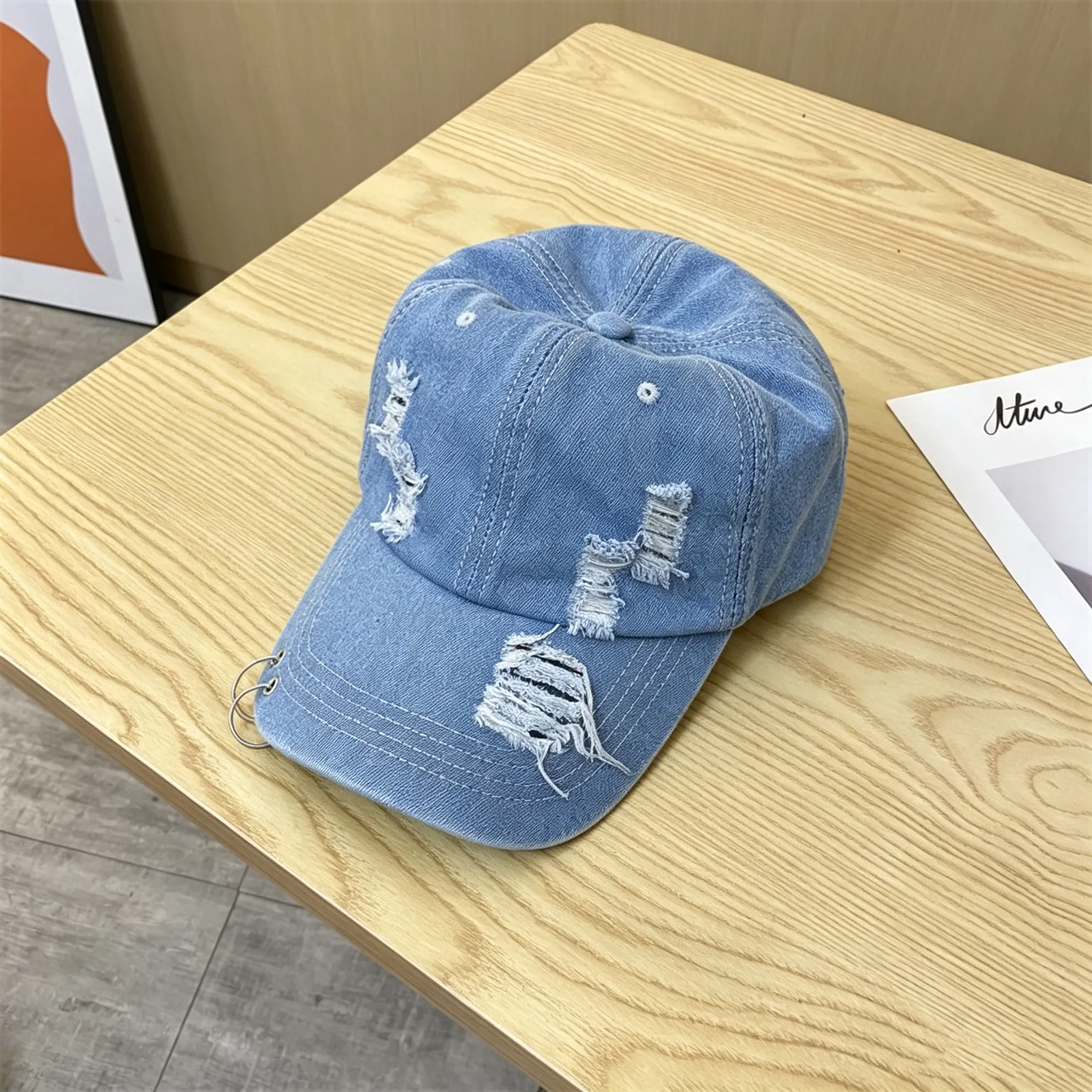 Summer Men's And Women's Denim-frayed Distressed Metal