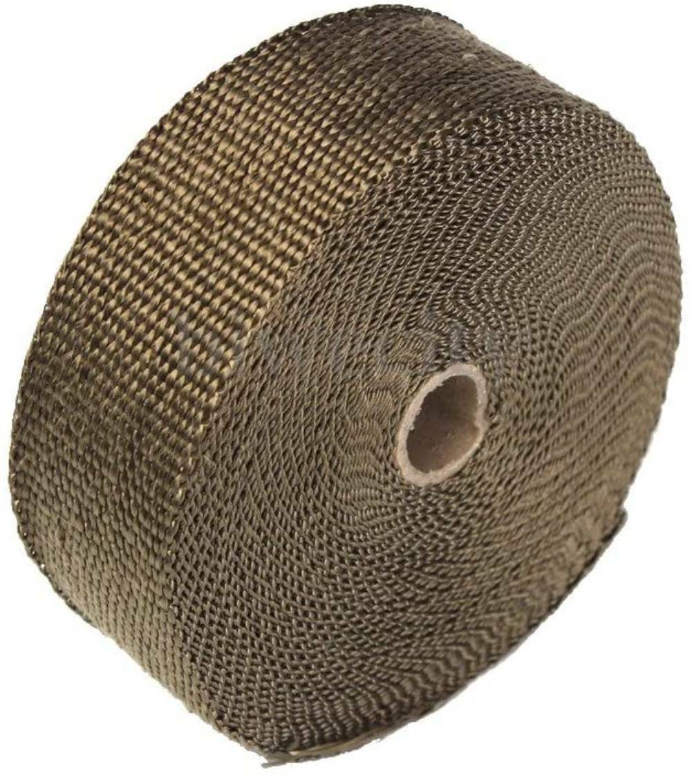 20M Titanium Gold Heat Wrap Tape Exhaust Insulating Downpipe Manifold 20 Ties 6