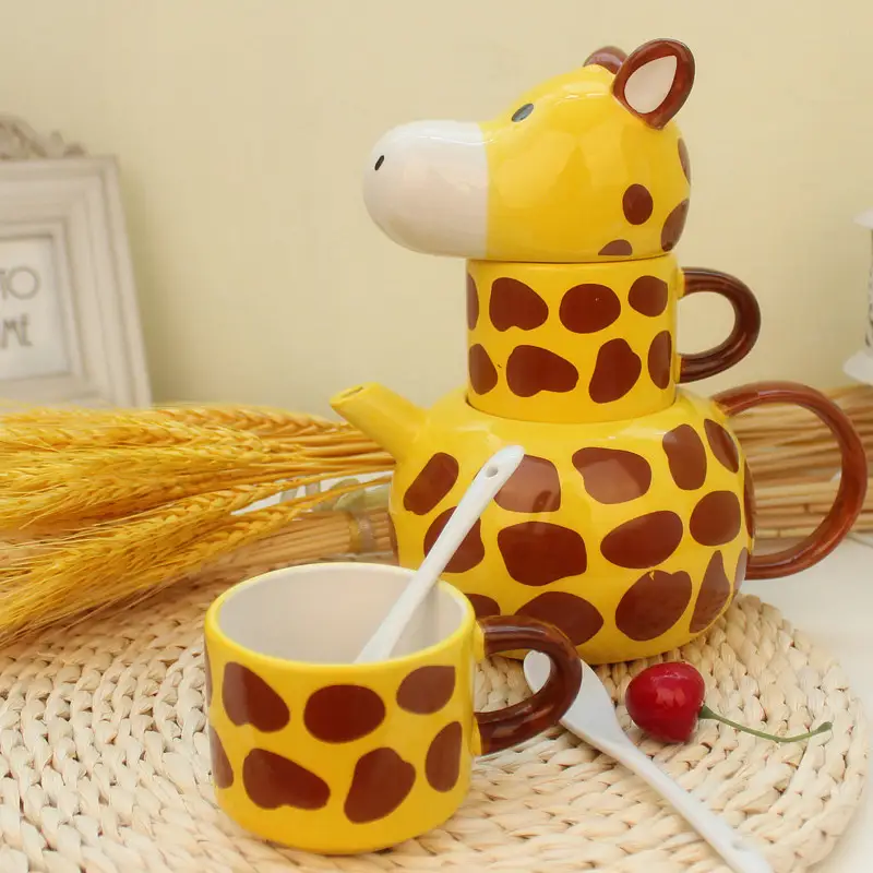 Creative Ceramic Cute Giraffe Animal Mug Set