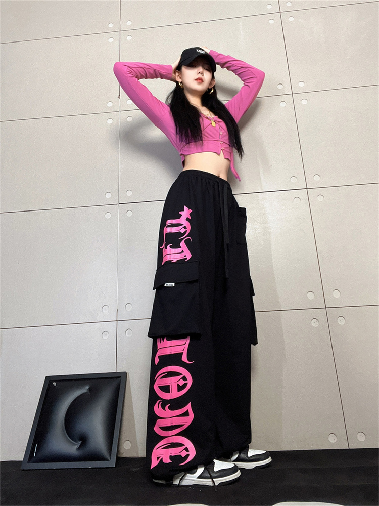 Title 6, Womens Black Rose Pink Printed Workwear Pants,...