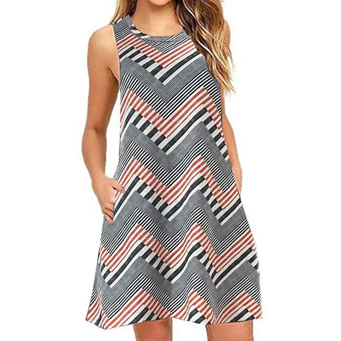 Sleeveless Relaxed Casual Back Zipper T-shirt Dress - Grey