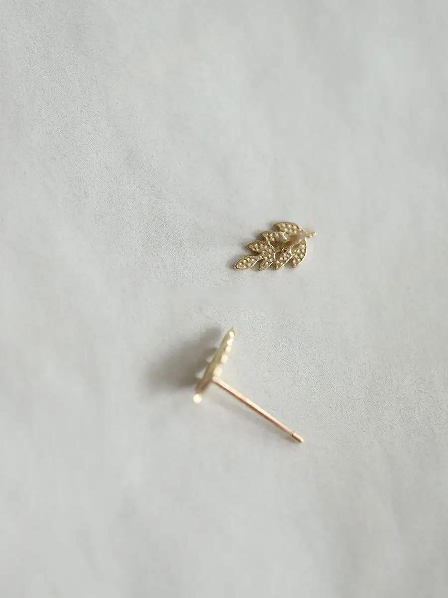 Dainty Leaf Stud Earrings, Tiny Floral Stud Earrings, Minimalist Earrings