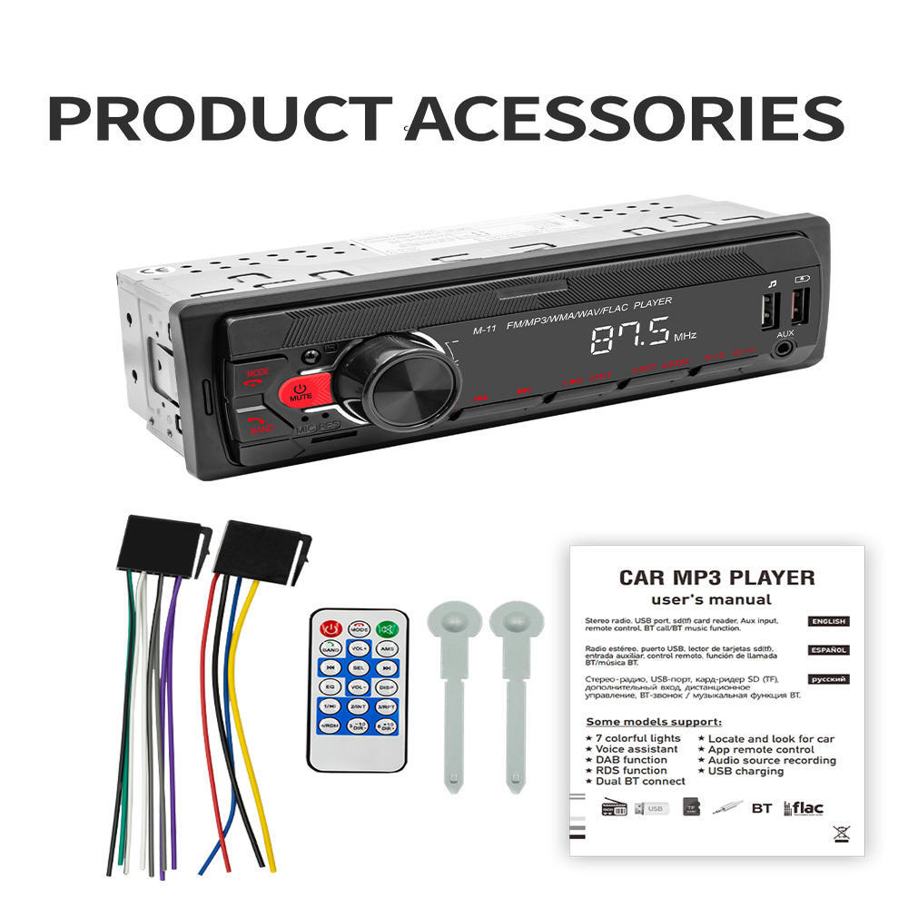 Single Din Car Stereo Radio Bluetooth MP3 Player In Dash Head Unit FM USB AUX SD