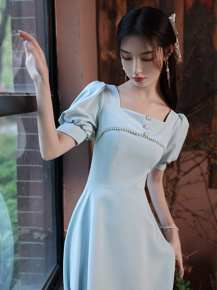 French Style Bridesmaid Dress Daily Summer Blue - Shop at LoveMi