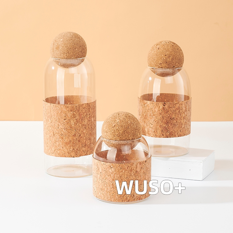 Glass Storage Jar With Ball Cork Lid, Borosilicate Pantry