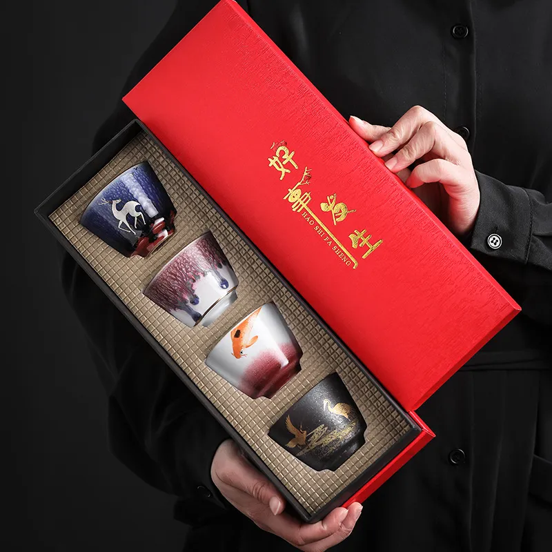 Japanese Style Hand Made Ceramic Tea Cup Set - Set Gift Box