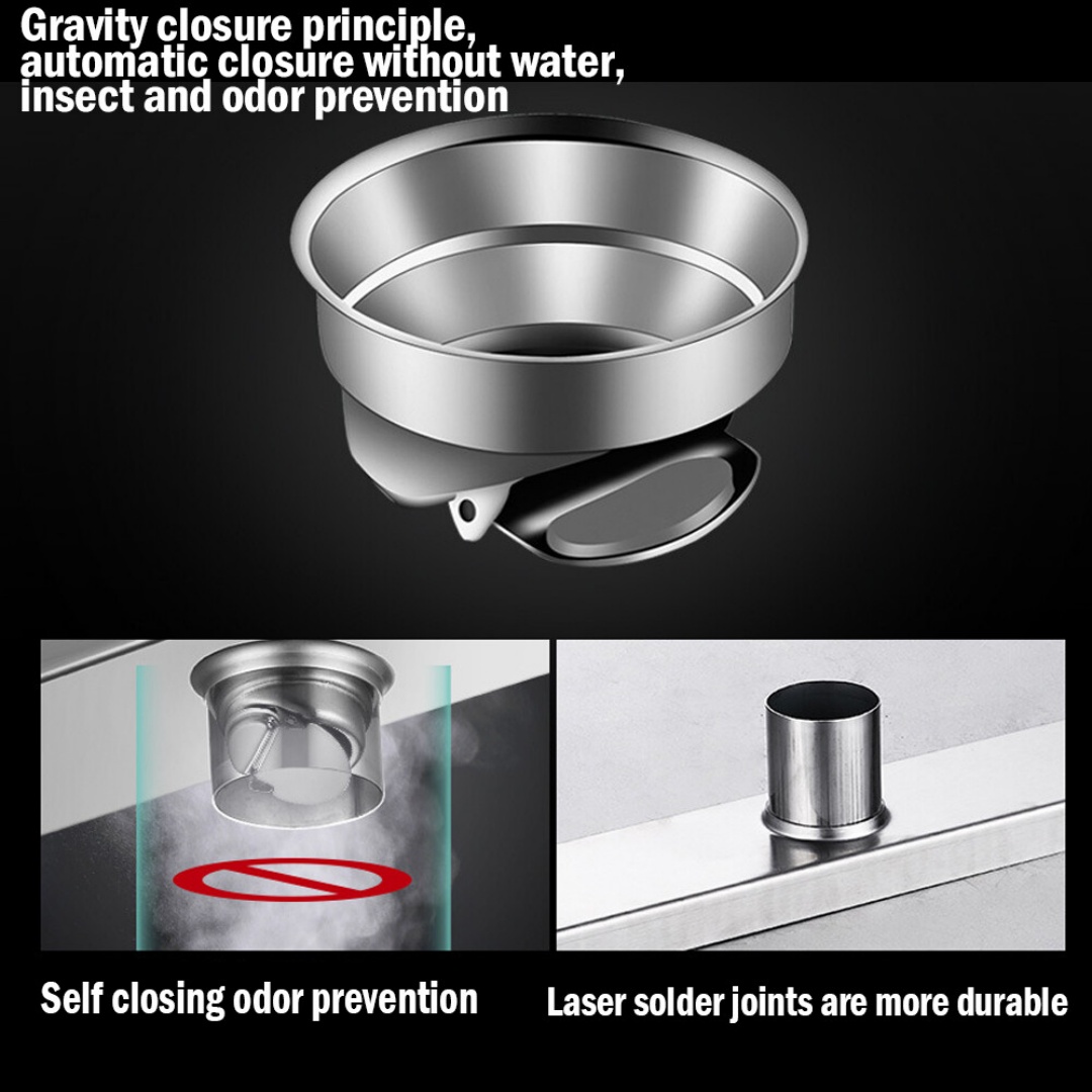 60CM Gully Waste Trap Wet Room Linear Shower Floor Drain Stainless Steel Channel