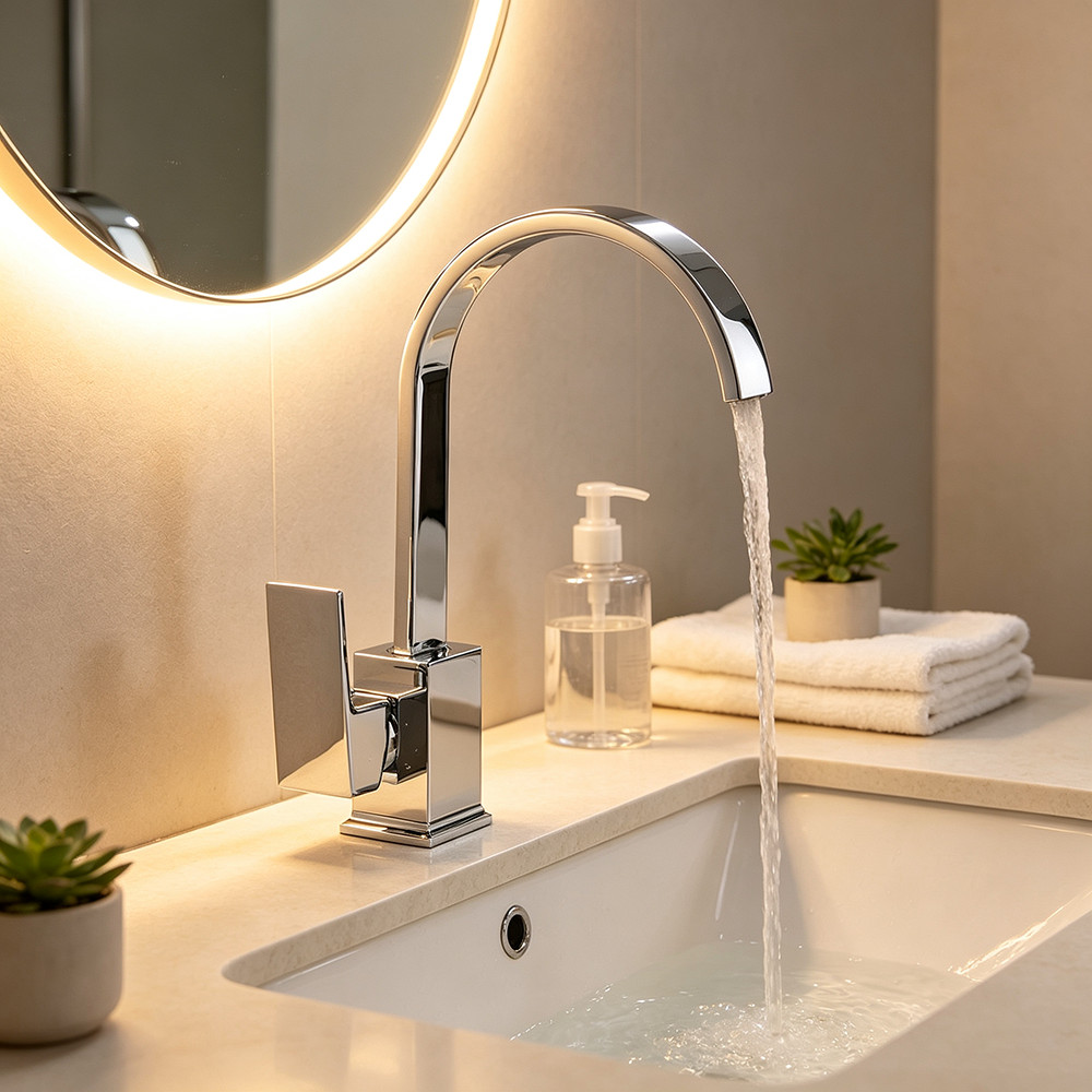 Kitchen Sink Mixer Tap Chrome Waterfall Monobloc Swivel Single Lever — image 5