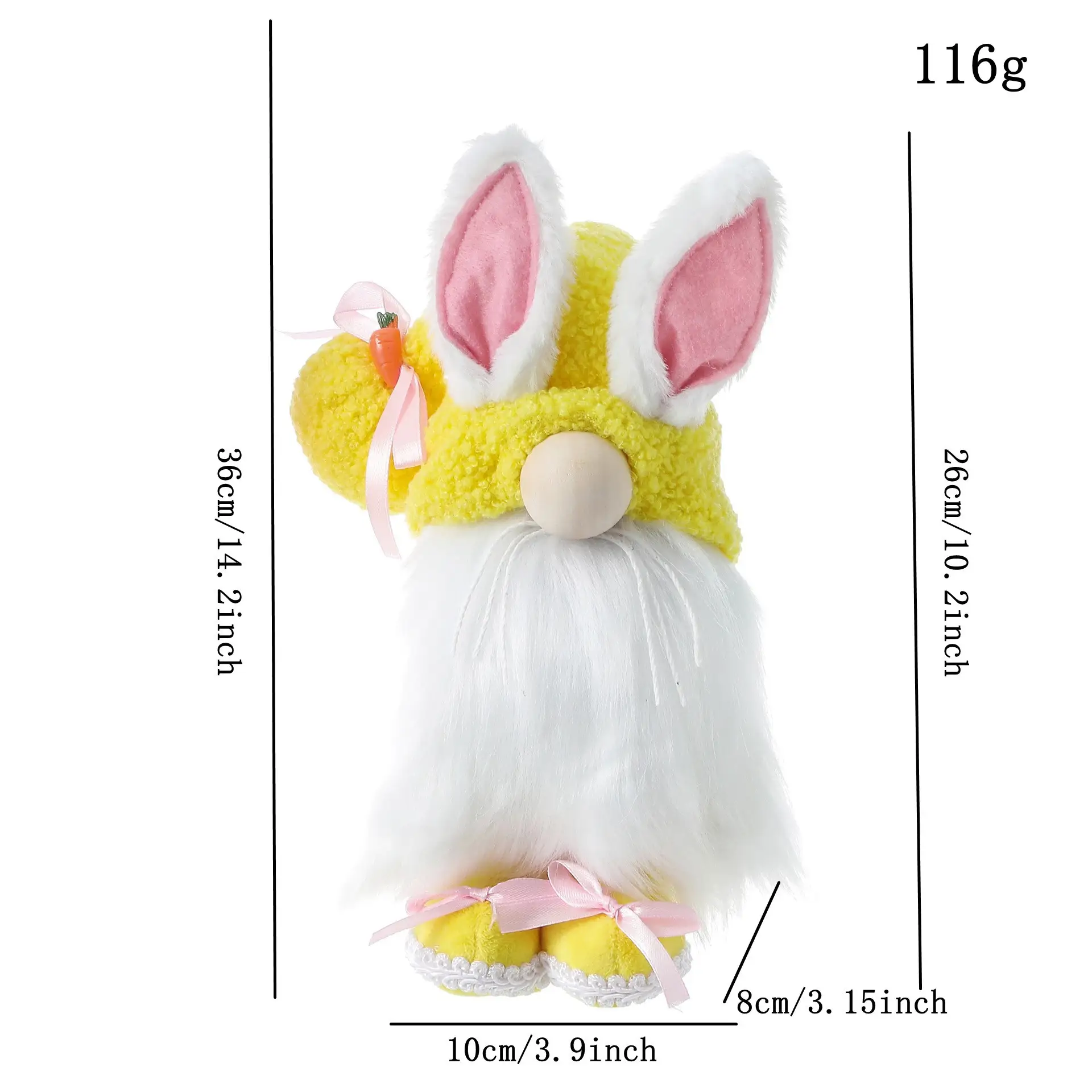 Easter Long Ears Bunny Standing Faceless Doll Window Home Decoration