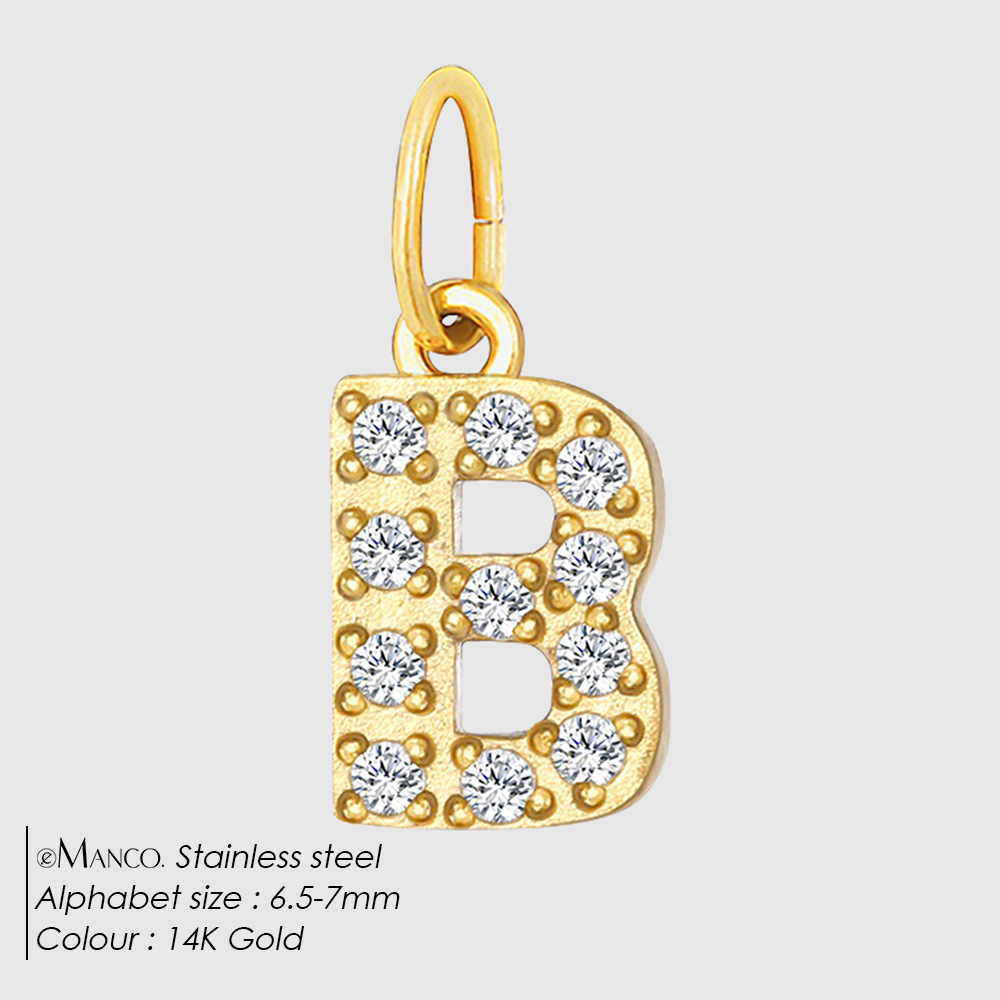 1 Piece 304 Stainless Steel Zircon Ion Plating 14K Gold Real Plated Letter Number Polished Stretch Adjustable Pendant DIY Jewelry Accessories 12