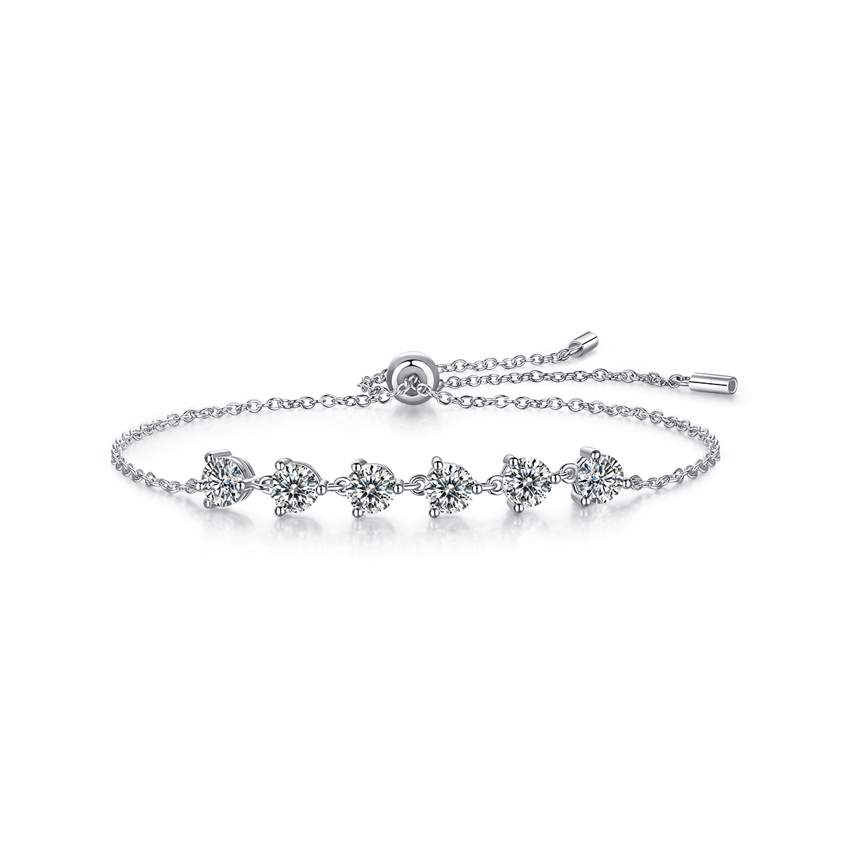 Dreamy Beauty Permeates - A Fashionable And Light Luxury Jewelry Silver Bracelet And Bracelet Set With Top-quality Moissanite, S925 Silver-plated Platinum - Image 1