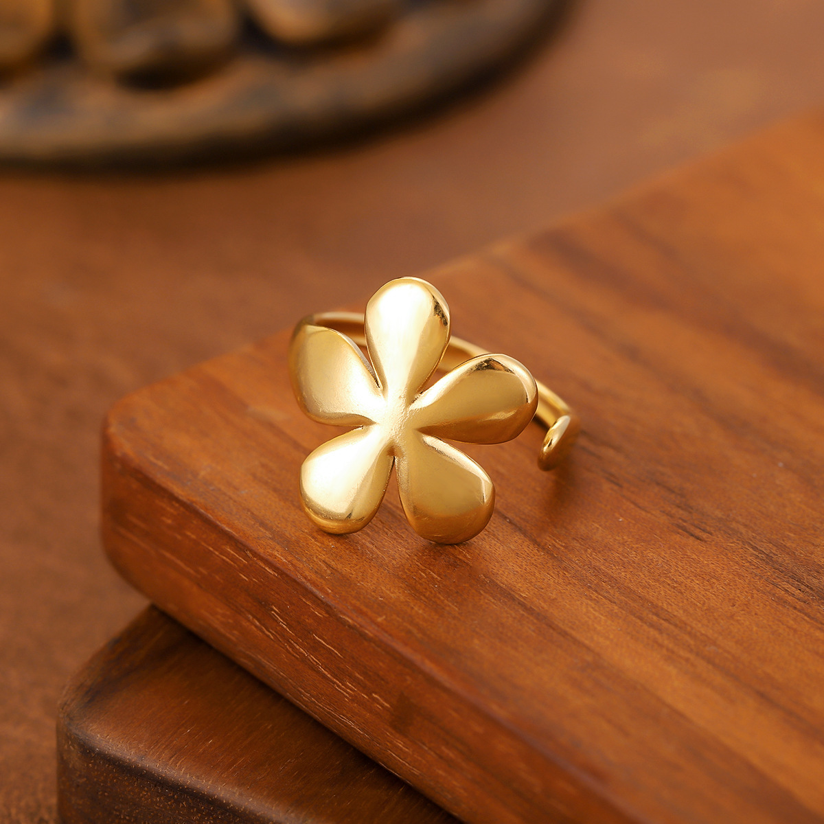 New Stainless Steel Oil Pressed Geometric Open Ring, Wide Band, Unisex Design thumbnail 3