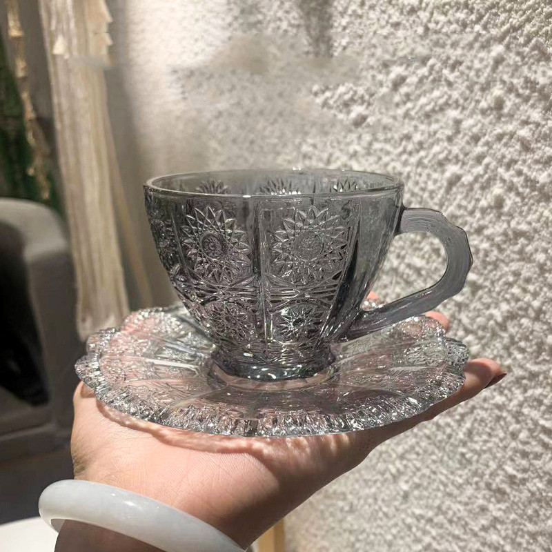 Coffee cup set sunflower latte (transparent)