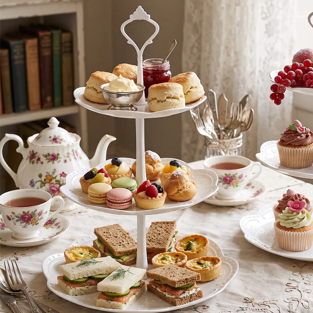 2PCS 3 Tier Cake Stand Afternoon Tea Wedding Plates Party