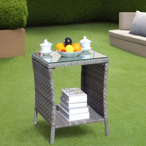 Outdoor Patio Furniture 1 Coffee Table With Clear Tempered Glass — foto 12
