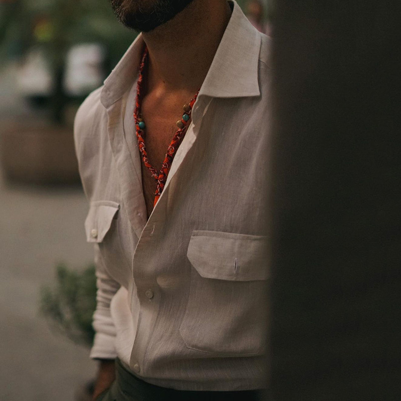 Long Sleeve Men's Shirts Slim Fit European And American Shirts Solid Color Shirts