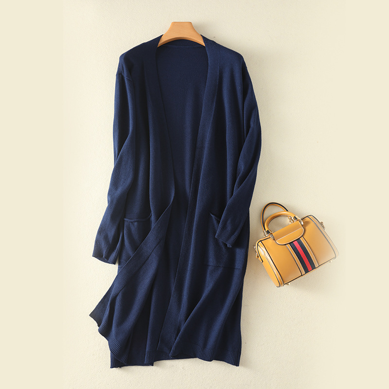 Mid length Sweater Loose fitting Jacket Navy - Shop at LoveMi