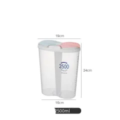 Kitchen Whole Grains Transparent Sealed Storage Box With Lid - 2 Grid Sealed Tank 2500Ml - View 1