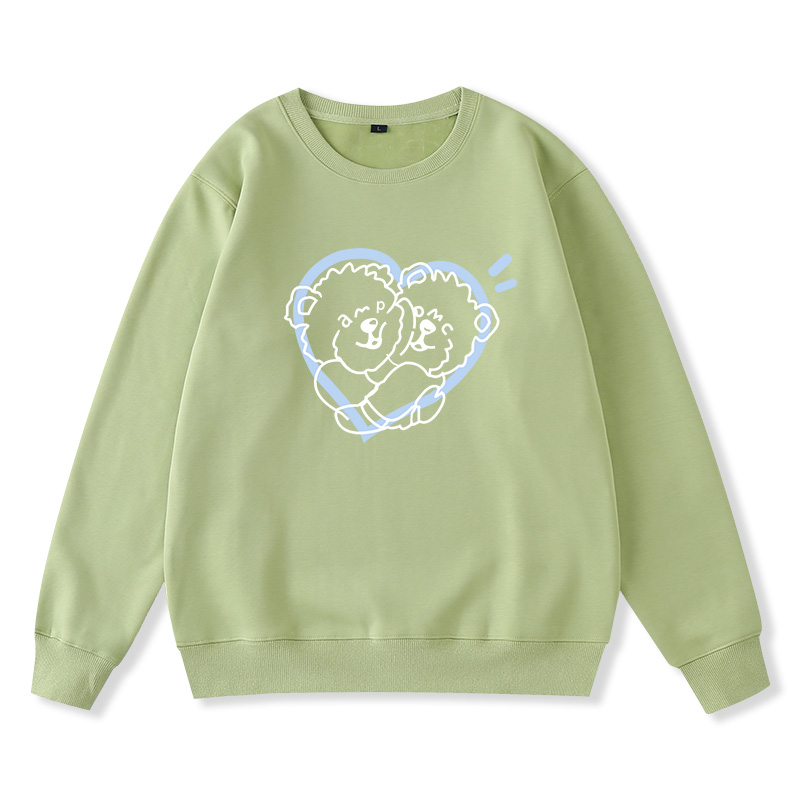 Title 6, Bear print soft milk blue sweater loose long sl...