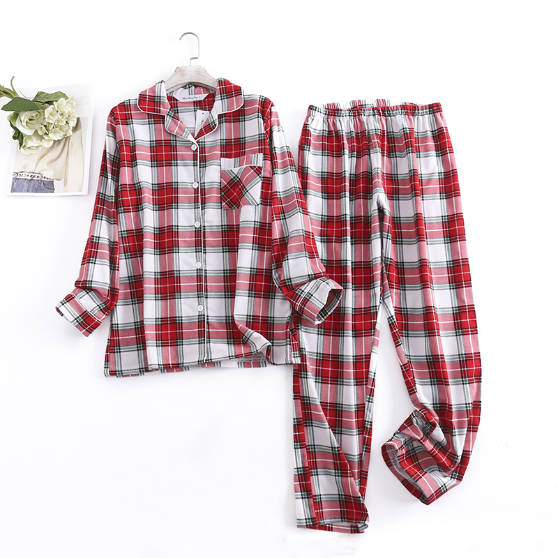 Title 14, Checkered Pure Cotton Womens Pajamas Set Home ...