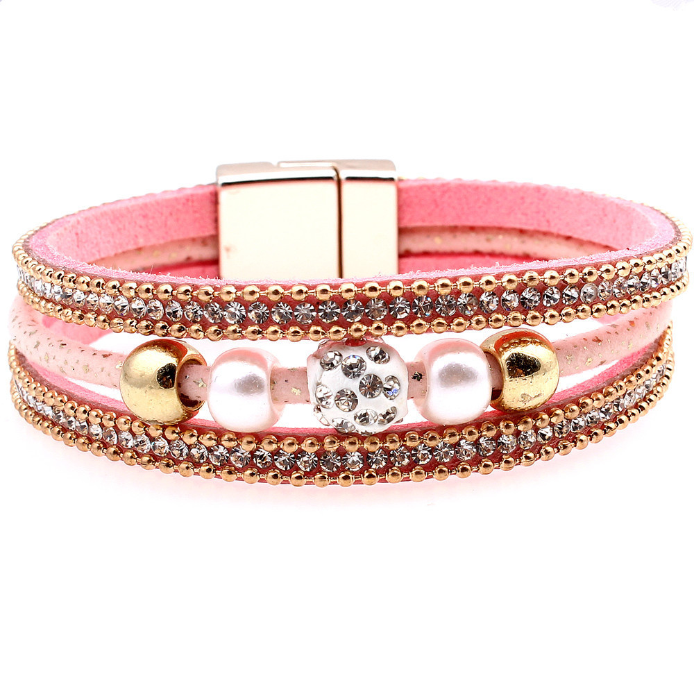 Multilayer Korean Velvet Leather Magnetic Clasp Bracelet