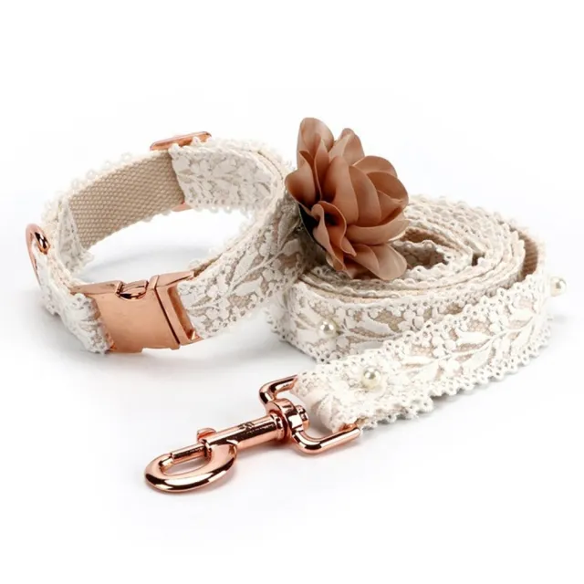 Lace Flower Pet Cat And Dog Chest Harness Leash Set White - Shop at LoveMi