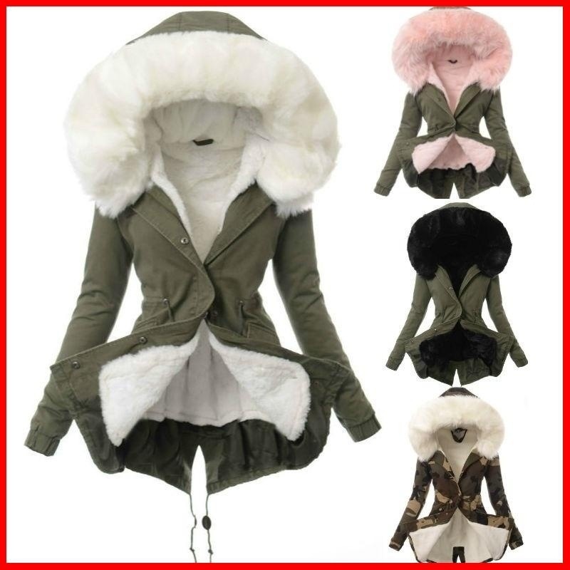Large Fur Collar Thickened Women's Cotton-padded Jacket Mid-length Hooded