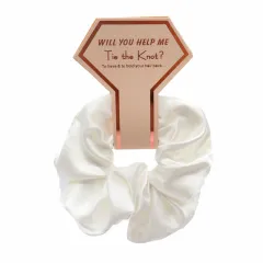 Women's Fabric Simulation Silk Satin Face Elastic Hair Rope - White - View 1