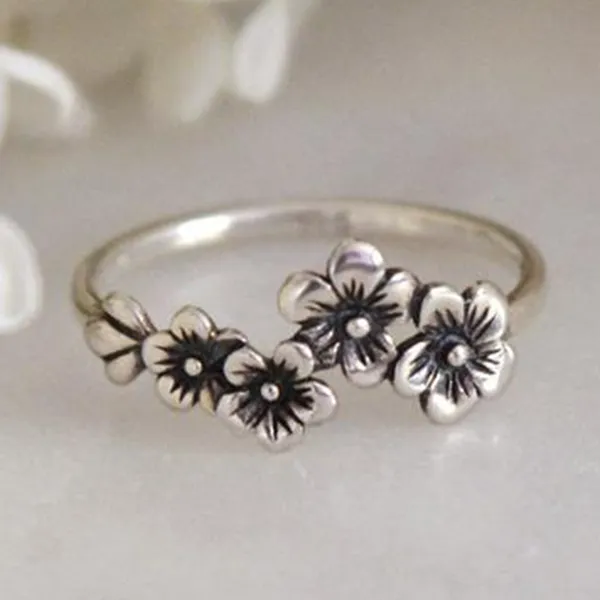 Women's Fashion Retro Red Zircon Ring Silver - Shop at LoveMi