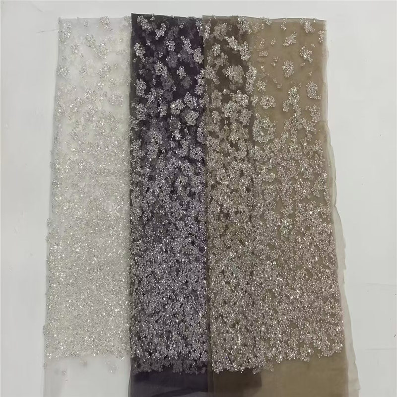 Sequin Bead Tube Wedding Dress Embroidered Lace Fabric — image 1
