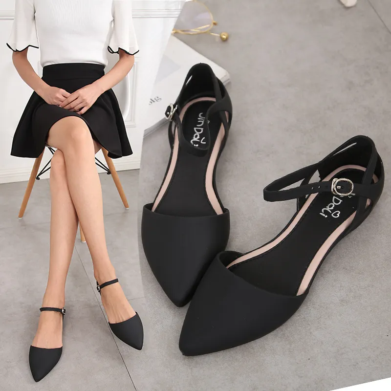 Korean Style Baotou Sandals Female Summer Flat Jelly - Black