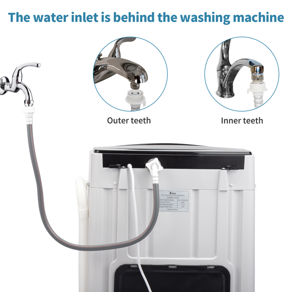 Full-Automatic Washing Machine Top Load Portable Compact Laundry Washer Spin With Drain Pump,10 Programs 8 Water Level Selections With LED Display 17.8 Lbs Capacity, Black image 3